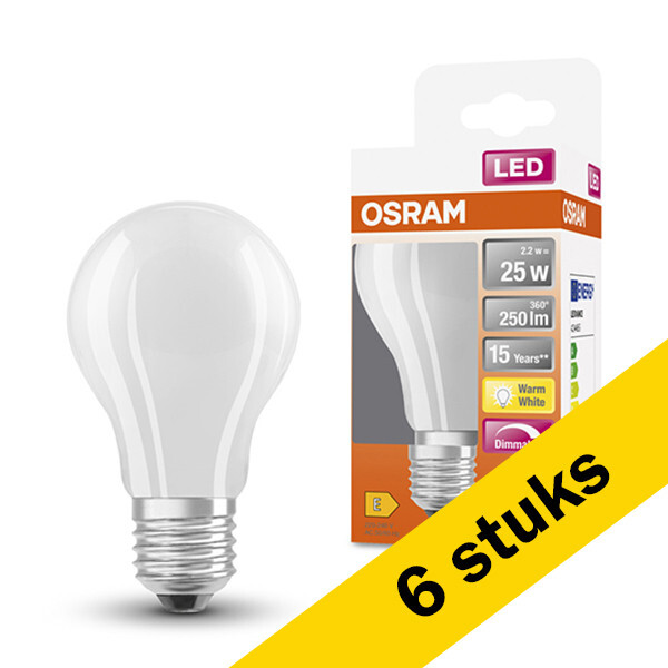 Osram 6x Osram LED lamp E27 | Peer A60 | Mat | 2700K | Dimbaar | 2.2W (25W)