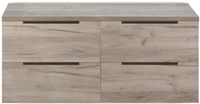 BES LED Seville Badmeubelset 120 cm - 4 Laden - Wastafelblad Craft Oak Edge Greep