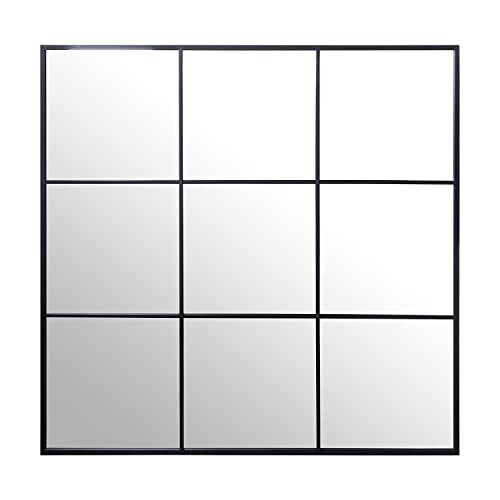 DRW Wandspiegel, vierkant, metaal, zwart, 120 x 2 x 120 cm