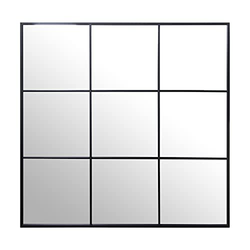 DRW Wandspiegel - Vierkant - Metaal - Zwart - 120 x 120 cm