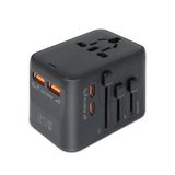 AiQInu Universele reisadapter met 2 USB-C 2 USB-A International universele reisstekker, GaN 25 W, wereldwijde adapter, universeel stopcontact voor EU, VS, Groot-Brittannië, Australië