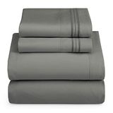 Hearth & Harbor RV korte Queen Size lakens - 4-delige lakenset, hotel luxe tweepersoons geborsteld lakens - extra zacht beddengoed lakens en kussenslopen, korte queensize, houtskoolgrijs