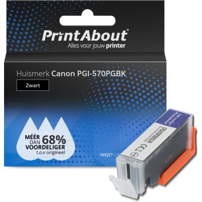 PrintAbout Huismerk PGI-570PGBK Zwart | Compatibel met Canon | 600 Pagina's