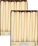 Conpax Candles Dinerkaarsen/kandelaar kaarsen Mega Pack - 100x stuks - creme wit - 25 cm - Tafelkaarsen