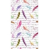 Feathers Rideau Imprimé Plumes Multicolores Et Écriture Manuscrite Violette 140x245 Cm, 1 Pièce
