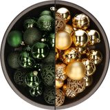 Bellatio Decorations Boules de Noël mix - 74 pièces - vert foncé et or - 6 cm - plastique