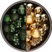 Bellatio Decorations Boules de Noël mix - 74 pièces - vert foncé et or - 6 cm - plastique