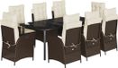 vidaXL 9-delige Tuinset met Kussens Poly Rattan Bruin