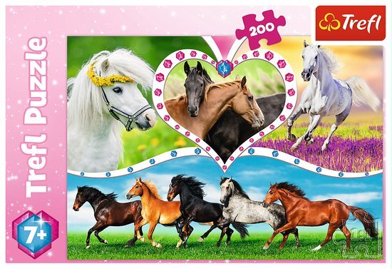 Trefl Puzzel, Prachtige paarden, 200 elementen, voor kinderen vanaf 7 jaar