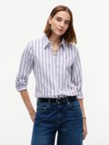 Tommy Hilfiger Dames Lange Mouwen Shirt Katoen Blauw/Wijnrood/Wit Maat 46