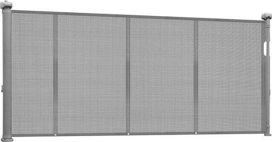 VEVOR Intrekbaar Baby Hekje Hondenhekje Uitschuifbaar Tot 280 Cm Breedte / 87 Cm Hoogte, Huisdierhekje Gaas Veiligheidshekje voor Binnen Trappen Deuren Gangen Speelkamers, Traphekje Grijs