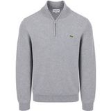 Lacoste pull homme en coton - avec fermeture éclair courte - gris clair chiné