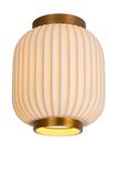 LUCIDE GOSSE - Plafonnière - Ø 19,5 cm - 1xE27 - Wit, Mat Goud/Messing