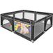 Parc bébé Parc bébé XXL avec barrières, parc de jeux bébé avec maille douce respirante, grand espace de jeu de sécurité, sac de rangement inclus, 180x150x66cm, noir
