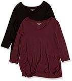 Amazon Essentials Dames Swing T-shirt met 3/4 mouwen en V-hals (verkrijgbaar in grote maten)