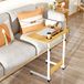 Supfine Bureau roulant, réglable en hauteur de 62 à 85 cm, avec porte-gobelet et support pour appareils – table mobile pour ordinateur portable, dimensions 60x40 cm, aspect bois