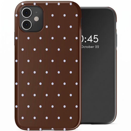 Selencia Hoesje - Geschikt voor Apple iPhone 11 - Backcover - Happy Dots Chocolate