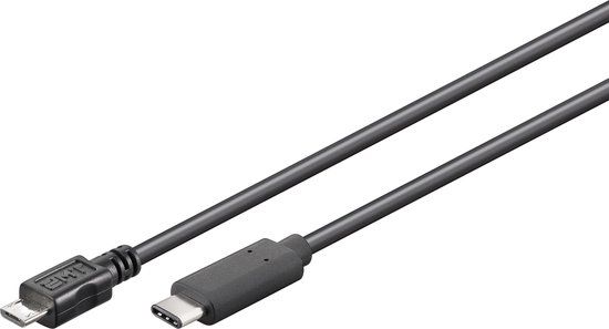 Goobay USB Micro B naar USB-C snellaadkabel - 0.2m - Zwart