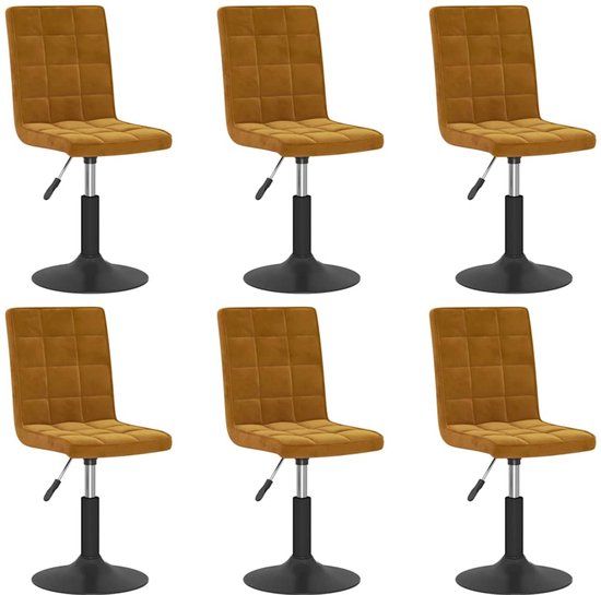 vidaXL Eetkamerstoelen draaibaar 6 st fluweel bruin