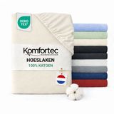 Komfortec Jersey Stretch Hoeslaken 140x200 cm - 23cm Matrasdikte- Rondom Elastiek - 100% Katoen - Creme