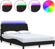 vidaXL Bedframe met LED-verlichting, zonder matras, zwart, 140x190 cm, stof