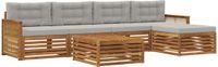 vidaXL - Bank loungeset - 5 zitplekken - Naturel en lichtgrijs - Acacia hout