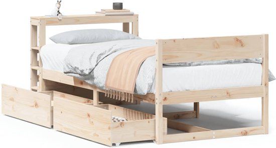 vidaXL Bedframe Massief Grenenhout 90x200 cm