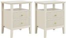 Vente-unique Set van 2 nachtkastjes met 2 laden en 1 plank - MDF - Beige - NIRIVA