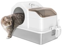 Merkloos Kattenbak Wit - Gesloten - 60,5 x 40,5 x 42 cm - Met deksel en schep