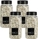 Mica Decorations pierres décoratives - 4x - blanc - 1 kilo - 650ml - pierres de loisirs créatifs