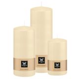 Wiedemann Cilinderkaarsen/stompkaarsen - set van 3 - creme wit - 6x12/7x15/7x20 cm