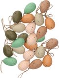 Decoris Paaseieren Hangend 36x stuks - 6 cm - kunststof - neutrale kleuren - paas versieringen