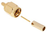 RS PRO Stekker coaxiale connector SMA-connector, kabelmontage, krimpaansluiting, voor RG174U-kabel, 50Ω