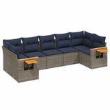 VidaXL 7-delige Loungeset met Kussens, Poly Rattan, Grijs