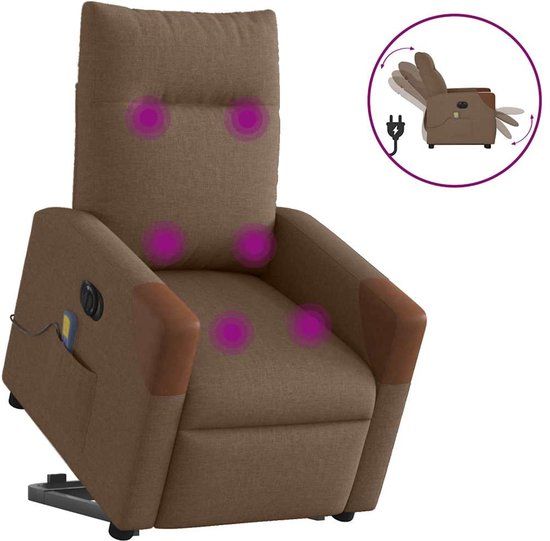 vidaXL Sta-op-massagestoel elektrisch verstelbaar stof bruin