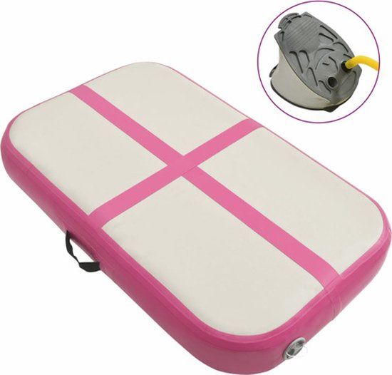 vidaXL Gymnastiekmat met pomp opblaasbaar 60x100x15 cm PVC Roze
