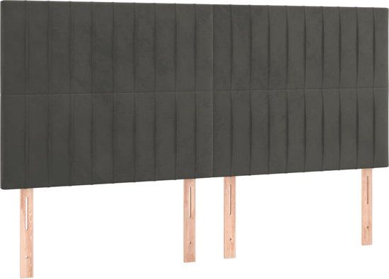 vidaXL Hoofdbord Donkergrijs Fluweel 180x5x118/128 cm