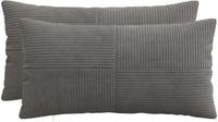 vidaXL Kussensloop 2 stuks ALMELO Donkergrijs 40 x 70 cm corduroy