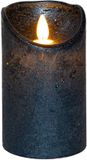 Anna's Collection Led kaars/stompkaars - metallic blauw - wax - H12,5 x D7,5 cm - bewegende vlam