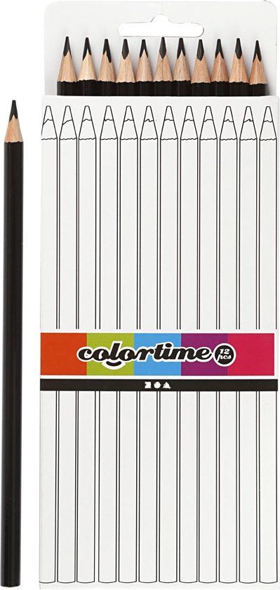 Colortime Kleurpotloden - 12 stuks - Zwart