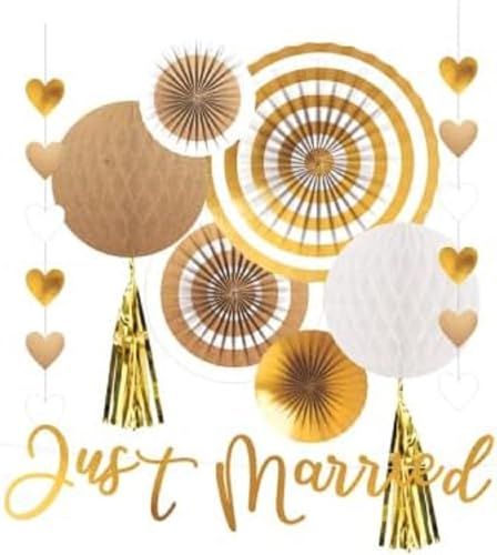 Amscan Riethmüller Swirls Decoratie Wedding Kit - Just Married - 9 stuks