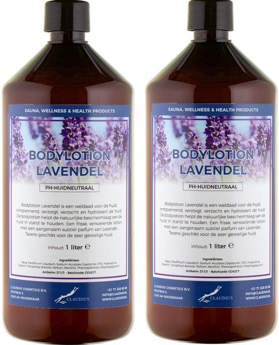 Claudius Cosmetics B.V. Bodylotion Lavendel 1 Liter - set van 2 stuks