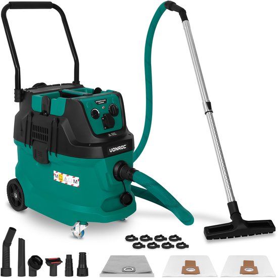 VONROC Bouwstofzuiger Nat/Droog - M-klasse - 1600W - HEPA H14