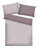 Tom Tailor Renforcé beddengoed, 65 x 100 cm + 160 x 210 cm, 100% katoen, met omkeerbaar motief en rits, Medium Stripes paars, wit