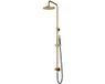 Hotbath Cobber - Stortdoucheset - 200 mm Hoofddouche - 360 mm Hartafstand - Glijstang - Rond Model Handdouche - Geborsteld Messing PVD - Opbouw - 1/2 Inch Aansluiting - V01