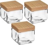 5Five Voorraadpot - 3 stuks - Glas met houten deksel - 850 ml