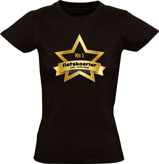 Beste Fietskoerier ter wereld Dames T-shirt - Zwart - XL