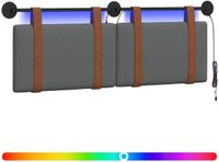 vidaXL Hangend hoofdbord Met LED-verlichting Donkergrijs Antiek PU