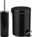 MSV Badkamer accessoires set - zwart - metaal - pedaalemmer 3L en toiletborstel in houder