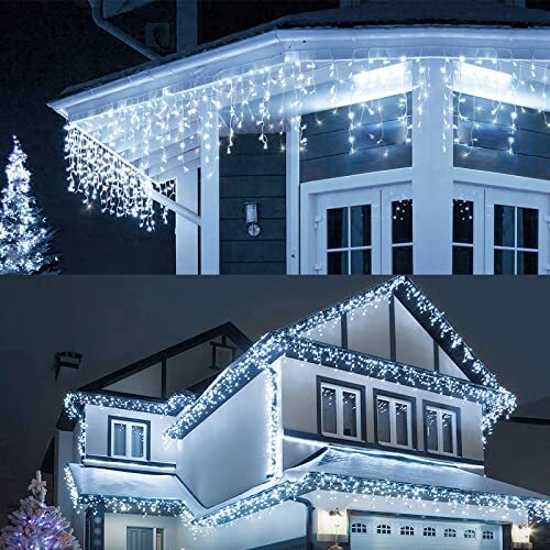 LIGHTNUM Ice Rain Fairy Lights buiten, 9M 240 LED koud wit IP44 waterdicht, 8 standen, decoratie voor ramen, tuin, balkon 20036